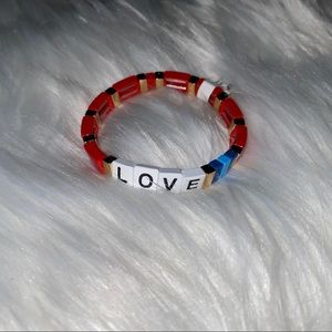 Enamel Color Block LOVE Stretch Bracelet